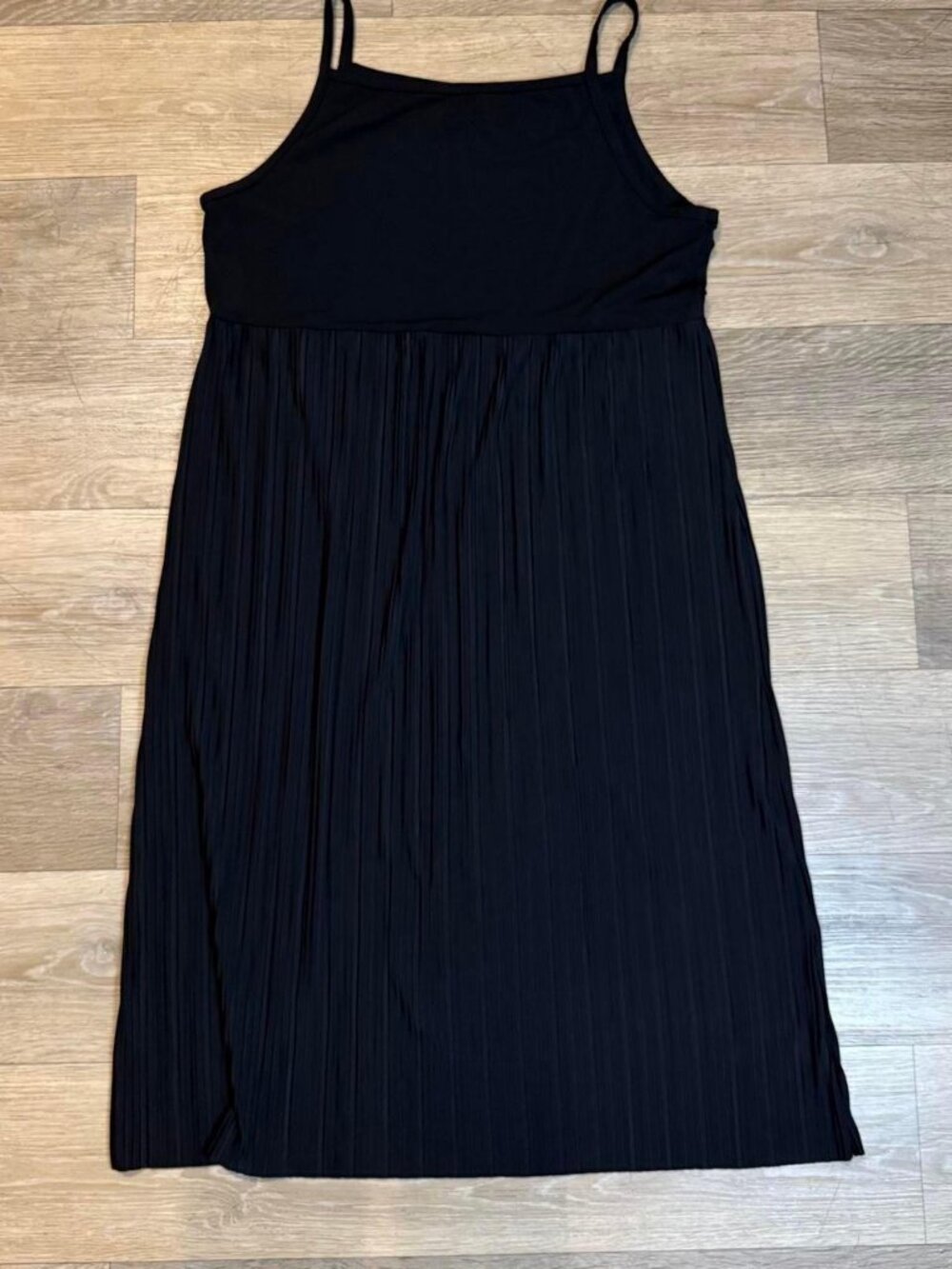 Black Pleated Cami Midi Dress